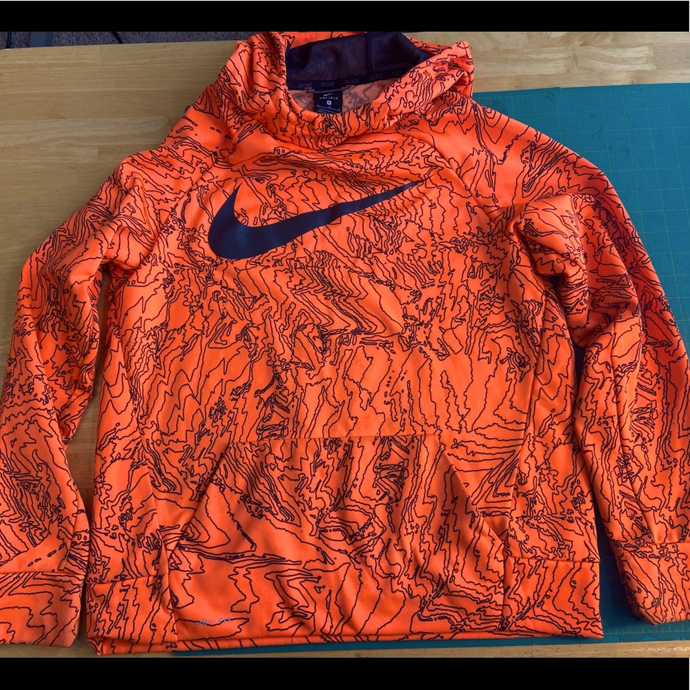 NIKE DRI-FIT BRIGHT ORANGE HOODED SWEATSHIRT SIZE YOUTH XL